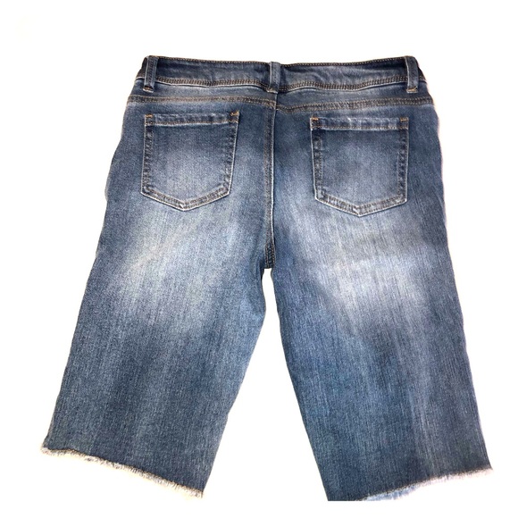 Distressed Denim Bermuda Skimmer Shorts NWOT - Picture 2 of 11